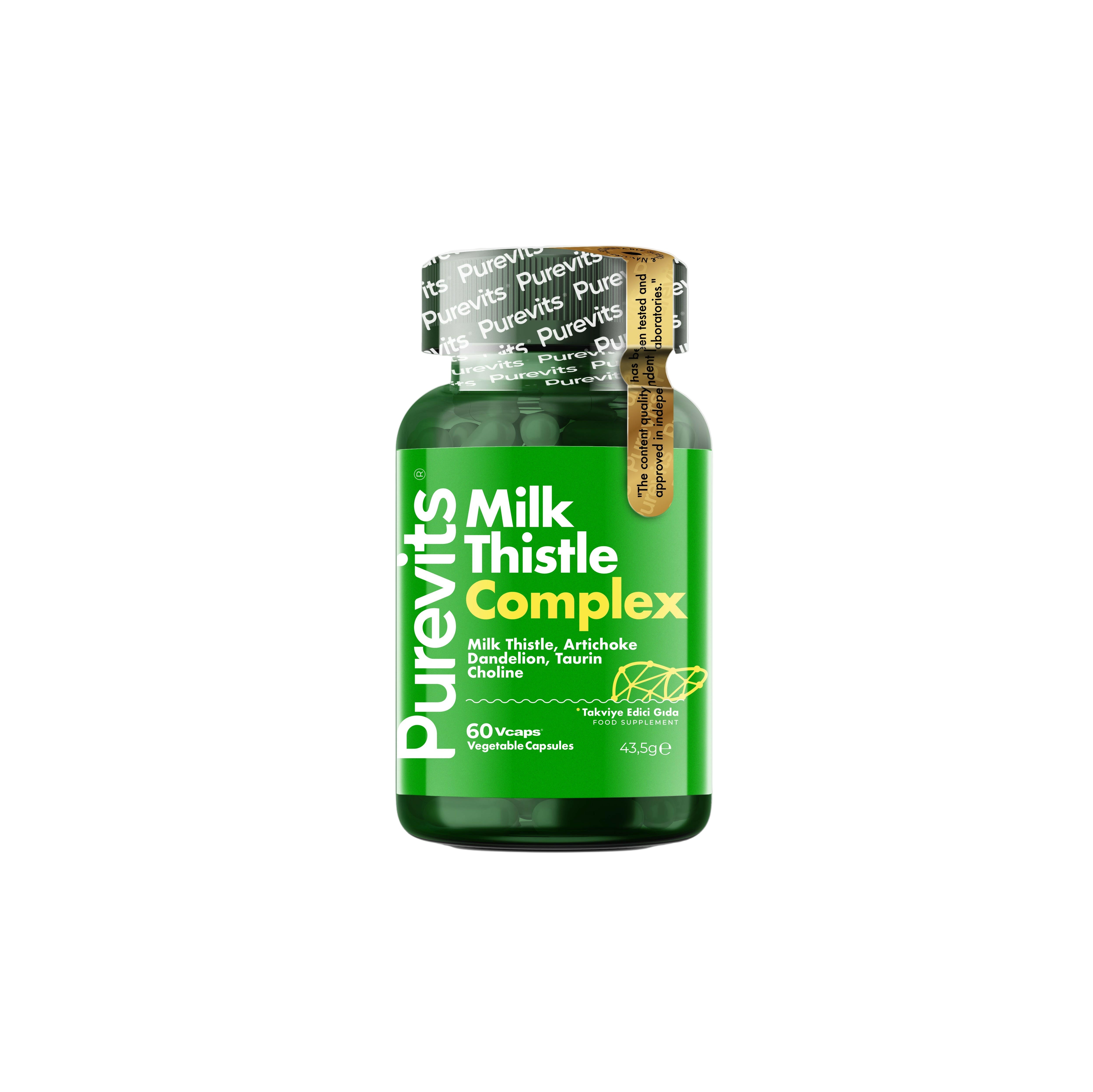 Purevits Milk Thistle Complex - Deve Dikeni – Enginar Ekstraktı 60 Adet Vegan Kapsül.